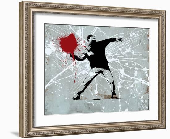 Painted heart Thrower-Banksy-Framed Giclee Print