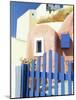 Painted Houses and Blue Gate, Imerovigli, Santorini, Cyclades Islands, Greek Islands, Greece-Lee Frost-Mounted Photographic Print