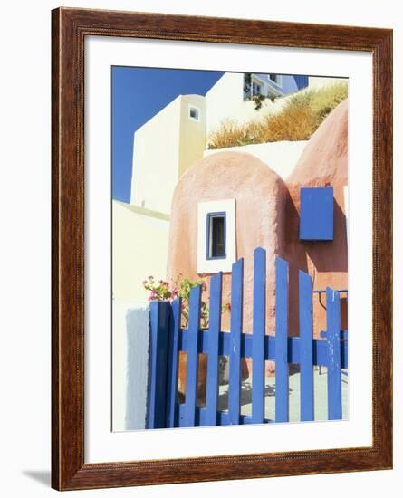 Painted Houses and Blue Gate, Imerovigli, Santorini, Cyclades Islands, Greek Islands, Greece-Lee Frost-Framed Photographic Print