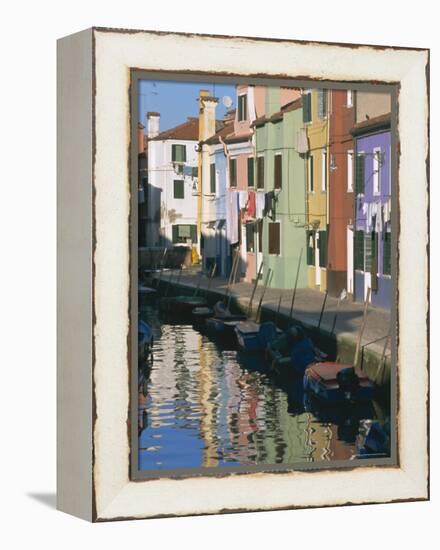 Painted Houses, Burano, Venice, Veneto, Italy, Europe-Lee Frost-Framed Premier Image Canvas