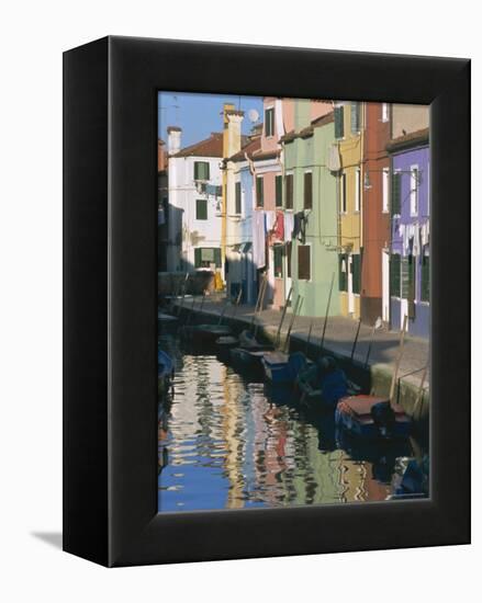 Painted Houses, Burano, Venice, Veneto, Italy, Europe-Lee Frost-Framed Premier Image Canvas