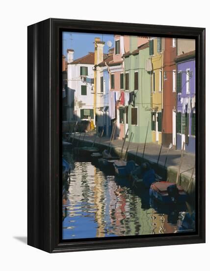 Painted Houses, Burano, Venice, Veneto, Italy, Europe-Lee Frost-Framed Premier Image Canvas