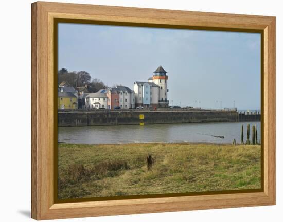 Painted Houses in Portishead Harbour on the Severn Estuary, Bristol, Somerset, England, UK-Liz Eve-Framed Stretched Canvas