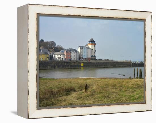 Painted Houses in Portishead Harbour on the Severn Estuary, Bristol, Somerset, England, UK-Liz Eve-Framed Stretched Canvas