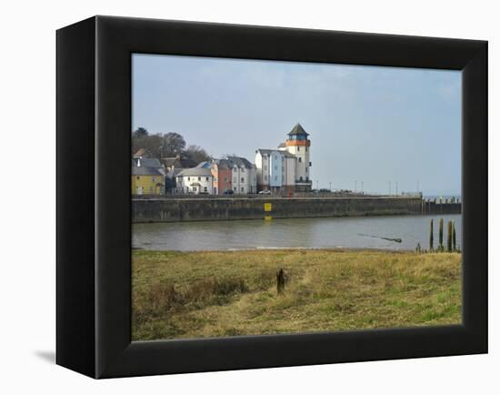 Painted Houses in Portishead Harbour on the Severn Estuary, Bristol, Somerset, England, UK-Liz Eve-Framed Stretched Canvas