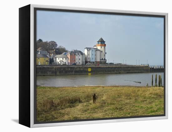 Painted Houses in Portishead Harbour on the Severn Estuary, Bristol, Somerset, England, UK-Liz Eve-Framed Stretched Canvas