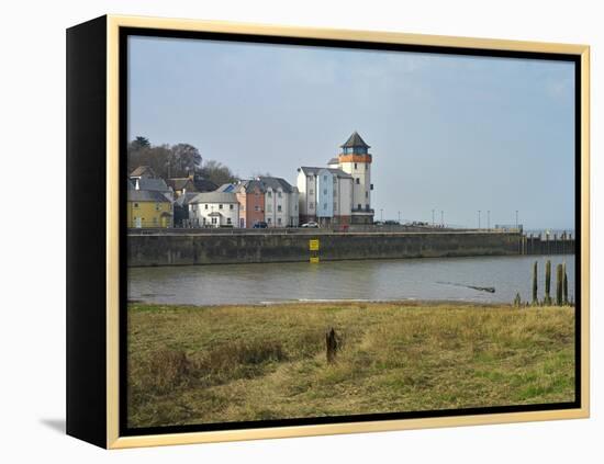 Painted Houses in Portishead Harbour on the Severn Estuary, Bristol, Somerset, England, UK-Liz Eve-Framed Stretched Canvas