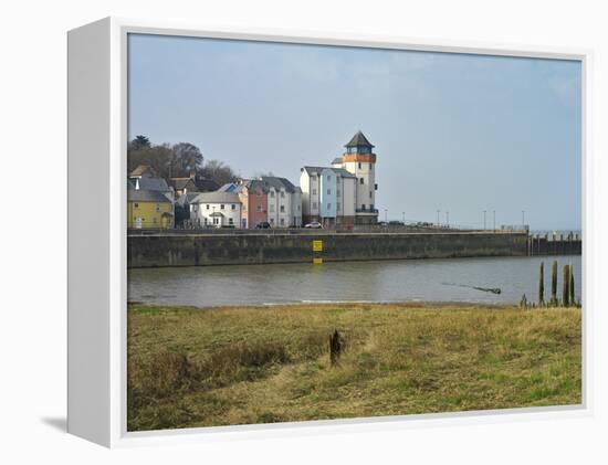 Painted Houses in Portishead Harbour on the Severn Estuary, Bristol, Somerset, England, UK-Liz Eve-Framed Stretched Canvas