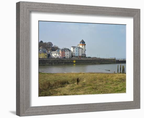 Painted Houses in Portishead Harbour on the Severn Estuary, Bristol, Somerset, England, UK-Liz Eve-Framed Photo