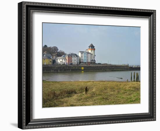 Painted Houses in Portishead Harbour on the Severn Estuary, Bristol, Somerset, England, UK-Liz Eve-Framed Photo