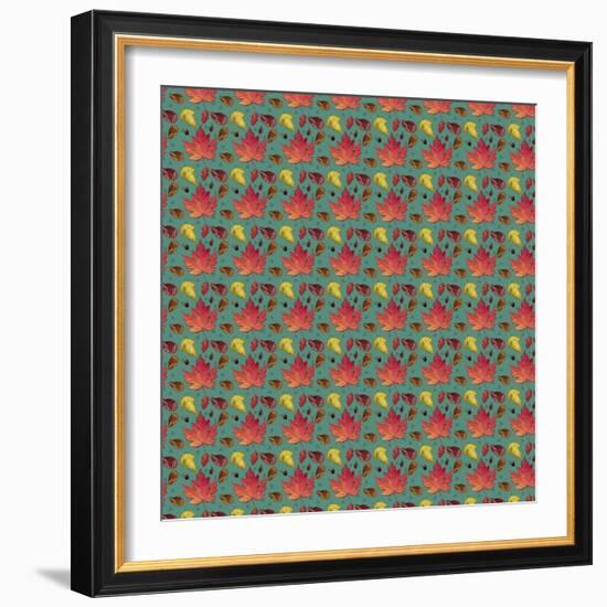 Painted Leaves Repeat-Leslie Wing-Framed Giclee Print