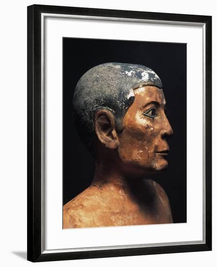 Painted Limestone Statue of the Seated Scribe from Saqqara, Detail-null-Framed Giclee Print