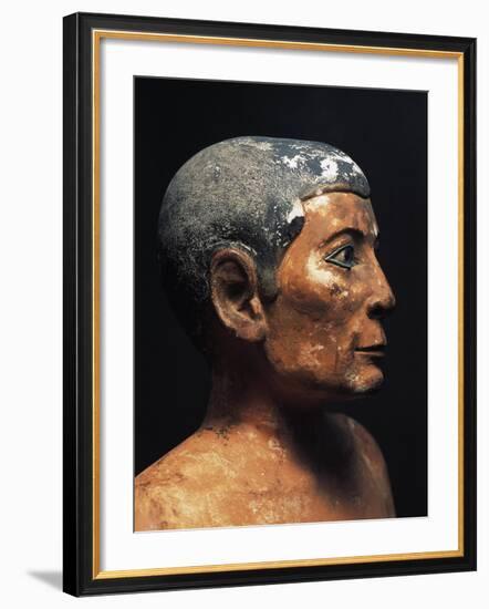 Painted Limestone Statue of the Seated Scribe from Saqqara, Detail-null-Framed Giclee Print