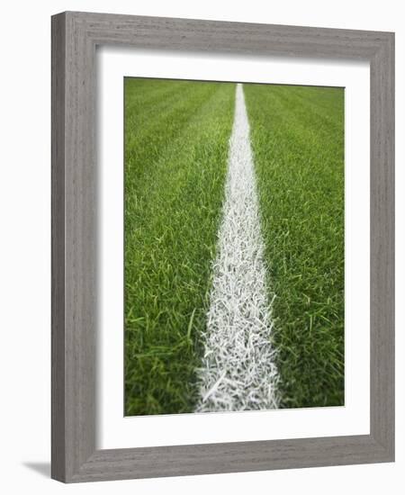 Painted Line on Athletic Field-Randy Faris-Framed Photographic Print