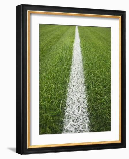 Painted Line on Athletic Field-Randy Faris-Framed Photographic Print