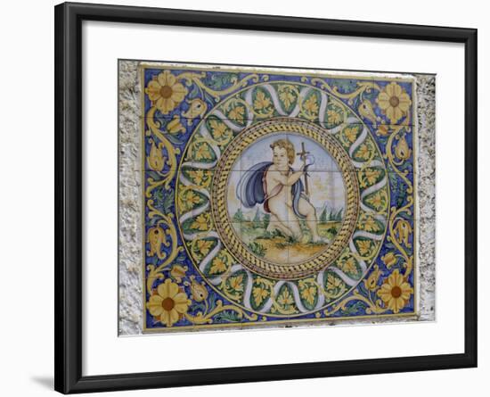 Painted Maiolica Panel Depicting Infant Jesus-null-Framed Giclee Print