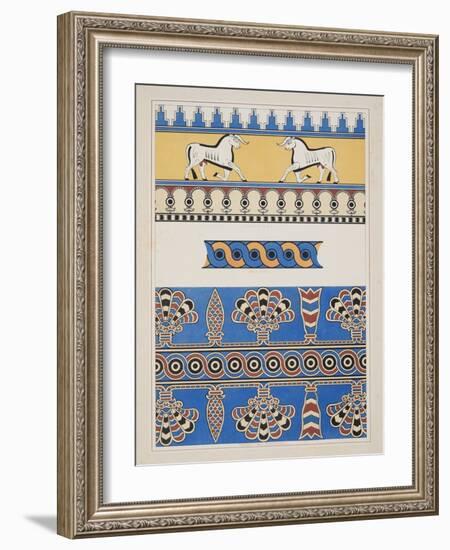 Painted Ornaments from Nimroud, from Monuments of Nineveh, Pub. 1849 (Engraving)-Austen Henry Layard-Framed Giclee Print