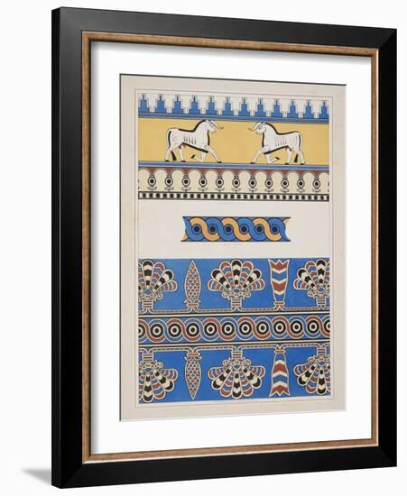 Painted Ornaments from Nimroud, from Monuments of Nineveh, Pub. 1849 (Engraving)-Austen Henry Layard-Framed Giclee Print