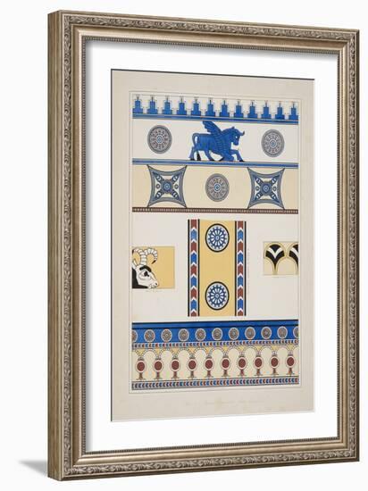 Painted Ornaments from Nimroud, from Monuments of Nineveh, Pub. 1849 (Engraving)-Austen Henry Layard-Framed Giclee Print