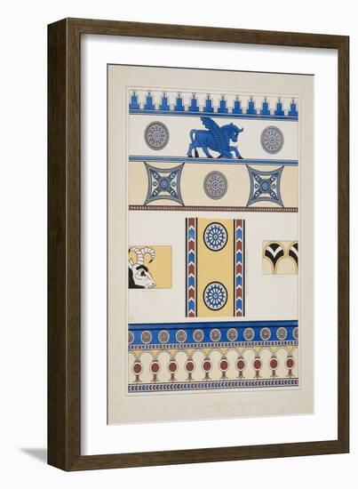 Painted Ornaments from Nimroud, from Monuments of Nineveh, Pub. 1849 (Engraving)-Austen Henry Layard-Framed Giclee Print