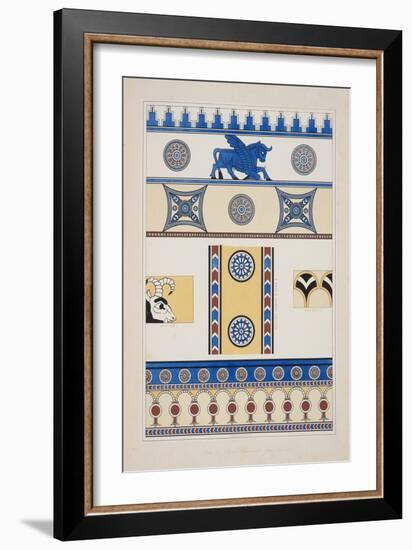 Painted Ornaments from Nimroud, from Monuments of Nineveh, Pub. 1849 (Engraving)-Austen Henry Layard-Framed Giclee Print