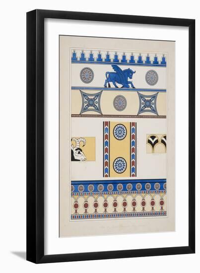 Painted Ornaments from Nimroud, from Monuments of Nineveh, Pub. 1849 (Engraving)-Austen Henry Layard-Framed Giclee Print