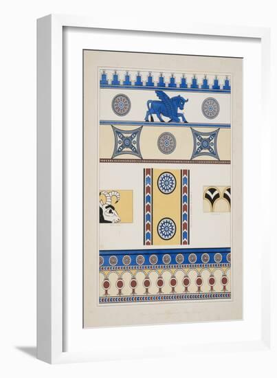 Painted Ornaments from Nimroud, from Monuments of Nineveh, Pub. 1849 (Engraving)-Austen Henry Layard-Framed Giclee Print