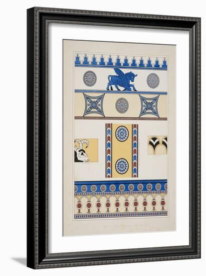 Painted Ornaments from Nimroud, from Monuments of Nineveh, Pub. 1849 (Engraving)-Austen Henry Layard-Framed Giclee Print