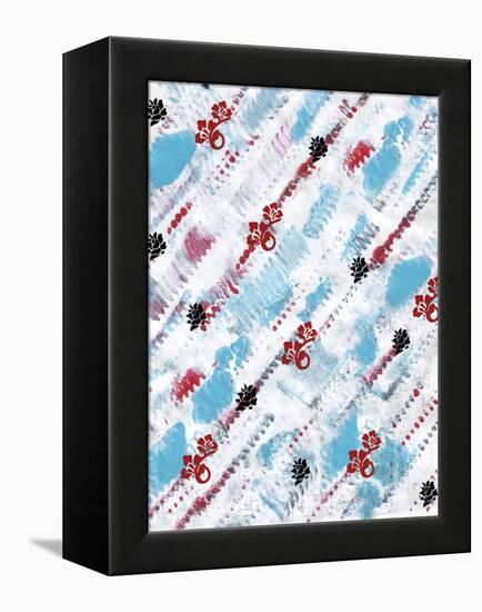 Painted Pattern textures in Blues Reds and black floral-Bee Sturgis-Framed Stretched Canvas