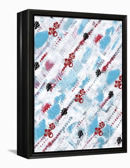 Painted Pattern textures in Blues Reds and black floral-Bee Sturgis-Framed Stretched Canvas