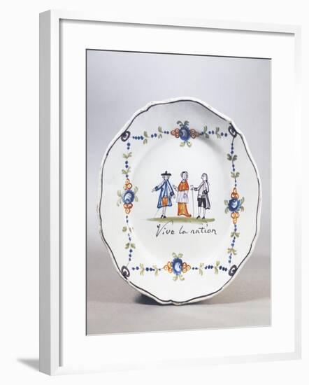 Painted Plate, Ceramic, Aire-Sur-La-Lys Manufacture, Nord-Pas-De-Calais, France-null-Framed Giclee Print