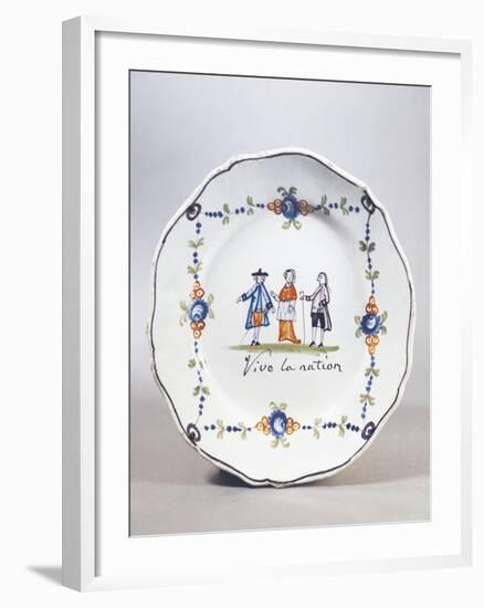 Painted Plate, Ceramic, Aire-Sur-La-Lys Manufacture, Nord-Pas-De-Calais, France-null-Framed Giclee Print
