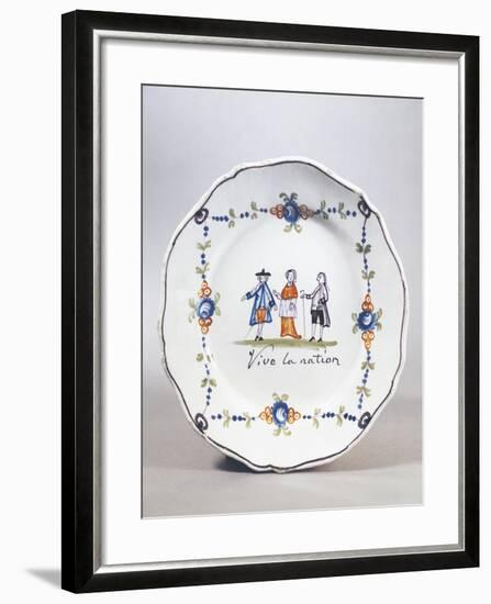 Painted Plate, Ceramic, Aire-Sur-La-Lys Manufacture, Nord-Pas-De-Calais, France-null-Framed Giclee Print