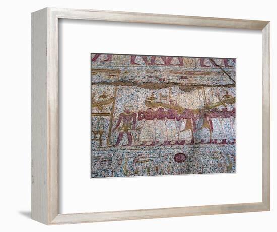 Painted relief showing a Ra sun boat carried in a procession, Ancient Egyptian. Artist: Unknown-Unknown-Framed Giclee Print