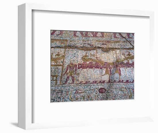 Painted relief showing a Ra sun boat carried in a procession, Ancient Egyptian. Artist: Unknown-Unknown-Framed Giclee Print