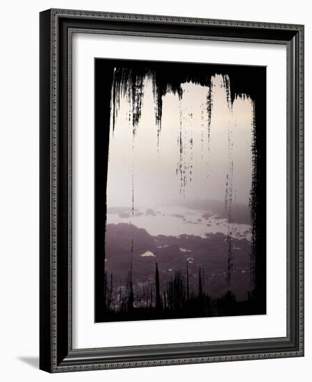 Painted Seaside III on Black-Laura Marshall-Framed Art Print