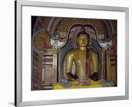 Painted Statue of Buddha Kept in Rock Temple Dating from 18th Century, Dambulla, Sri Lanka-null-Framed Giclee Print