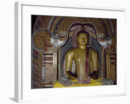 Painted Statue of Buddha Kept in Rock Temple Dating from 18th Century, Dambulla, Sri Lanka-null-Framed Giclee Print