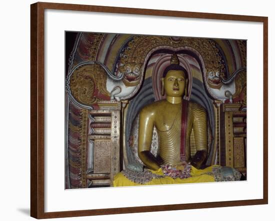 Painted Statue of Buddha Kept in Rock Temple Dating from 18th Century, Dambulla, Sri Lanka-null-Framed Giclee Print