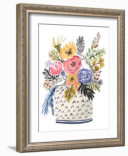 Painted Vase of Flowers II-Karen Fields-Framed Art Print