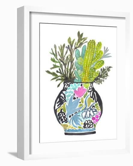 Painted Vase of Flowers IV-Karen Fields-Framed Art Print