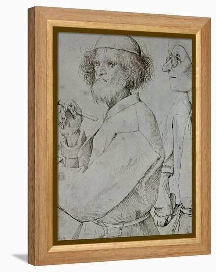 Painter and Patron (With Brueghel's Self-Portrait), Drawing-Pieter Bruegel the Elder-Framed Premier Image Canvas