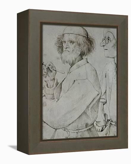 Painter and Patron (With Brueghel's Self-Portrait), Drawing-Pieter Bruegel the Elder-Framed Premier Image Canvas