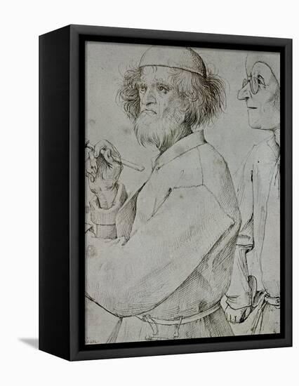 Painter and Patron (With Brueghel's Self-Portrait), Drawing-Pieter Bruegel the Elder-Framed Premier Image Canvas