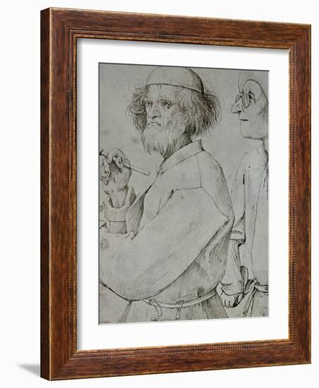 Painter and Patron (With Brueghel's Self-Portrait), Drawing-Pieter Bruegel the Elder-Framed Giclee Print