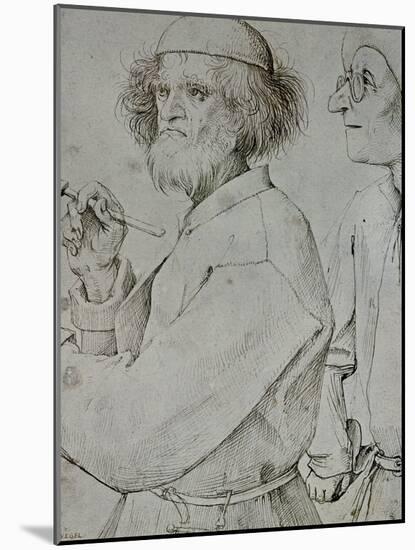 Painter and Patron (With Brueghel's Self-Portrait), Drawing-Pieter Bruegel the Elder-Mounted Giclee Print