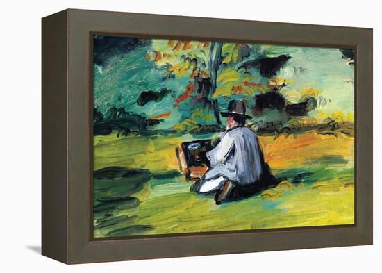 Painter At Work-Paul Cézanne-Framed Stretched Canvas