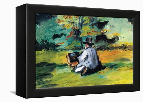 Painter At Work-Paul Cézanne-Framed Stretched Canvas