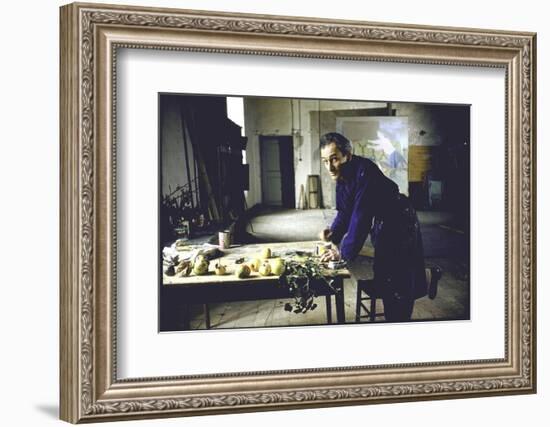 Painter Balthus at Work in His Studio in the Chateau de Chassy-Loomis Dean-Framed Photographic Print