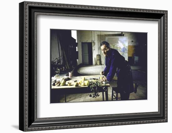 Painter Balthus at Work in His Studio in the Chateau de Chassy-Loomis Dean-Framed Photographic Print